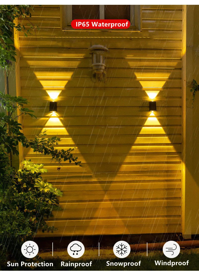 LED Outdoor Solar Wall Light Up And Down Luminous Garden Lamp Villa Courtyard Porch Street Decorative Lighting Wall Washer Light