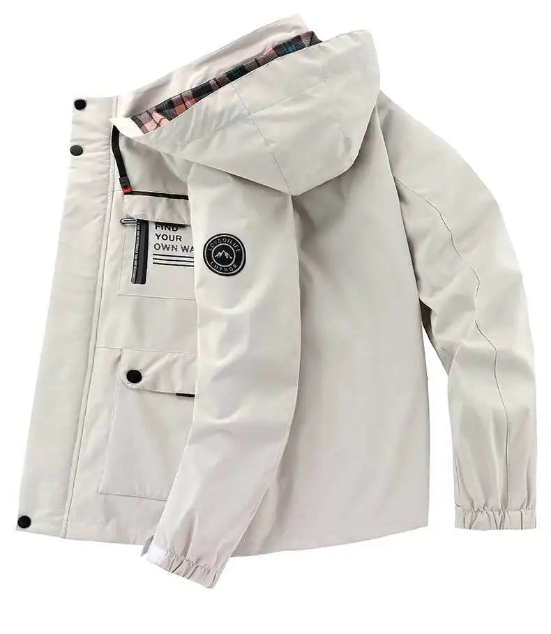 Men's Casual Jacket Parka Autumn/Winter Hooded Jacket Men's Coat Solid Color Outdoor Chic