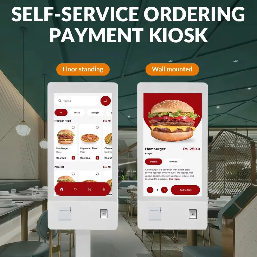 2026 Hot Sale  32-Inch interactive digital signage kiosk for self-service ordering and payment systems in restaurants and