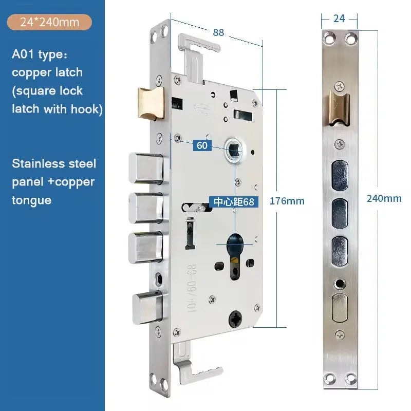 Stainless Steel Security Door Lock Body Smart Fingerprint Lock Body For Anti-theft  And 6068 Fingerprint Lock Body Accessories
