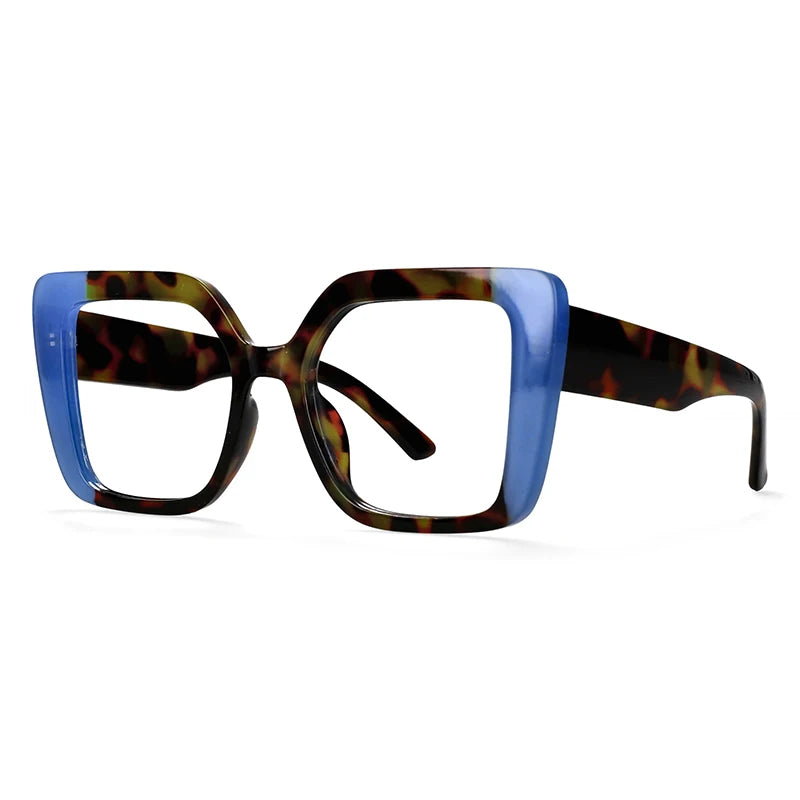 R56982 Colorful Large Size Reading Glasses Lady Trend Splicing Color Presbyopic Eyeglass Universal Prescription Spectacles Frame