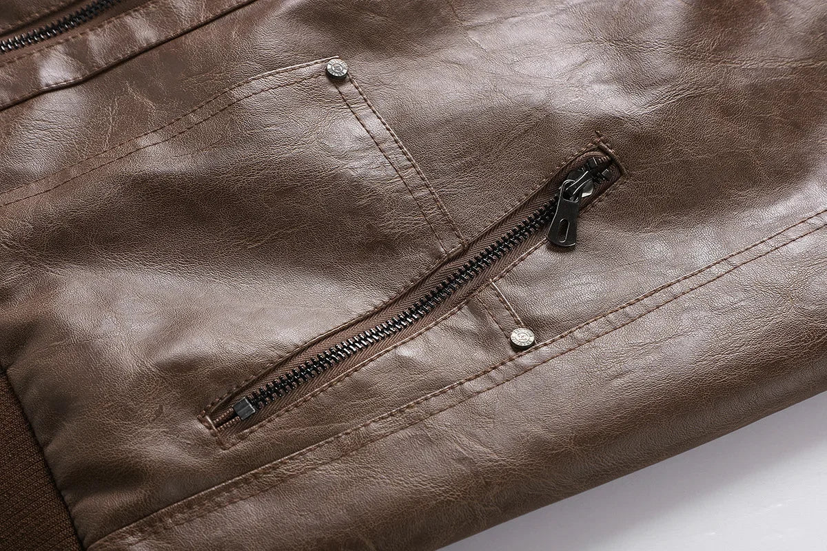 Men Detachable Hood Motorcycle Leather Jackets Quality Male Streetwear Casual PU Leather Coats Two in One Jacket
