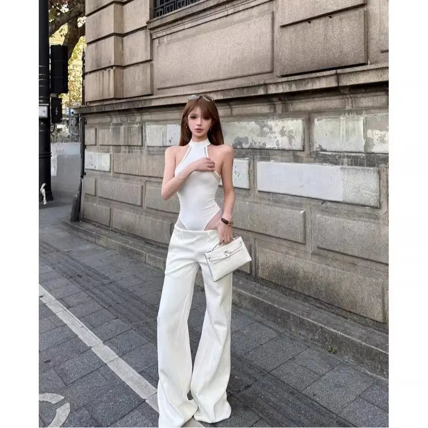 2026 Summer Fashion New Women's Design High-end Jumpsuit Street Style Hanging Neck Slim and Sexy Jumpsuit Top