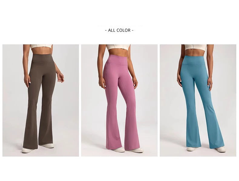 High-Waist Flared Yoga Leggings for Women High-End Wide-Leg Breathable Gym Casual Sports Bottoms