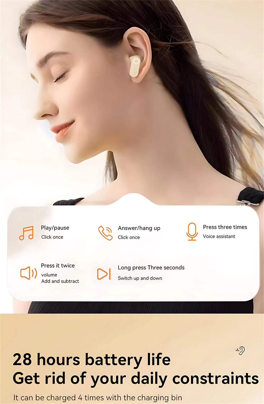 Bluetooth 5.4 Headphones True Wireless In-ear Long Noise Reduction TWS Sports High Sound Quality Digital Display Screen Earplugs