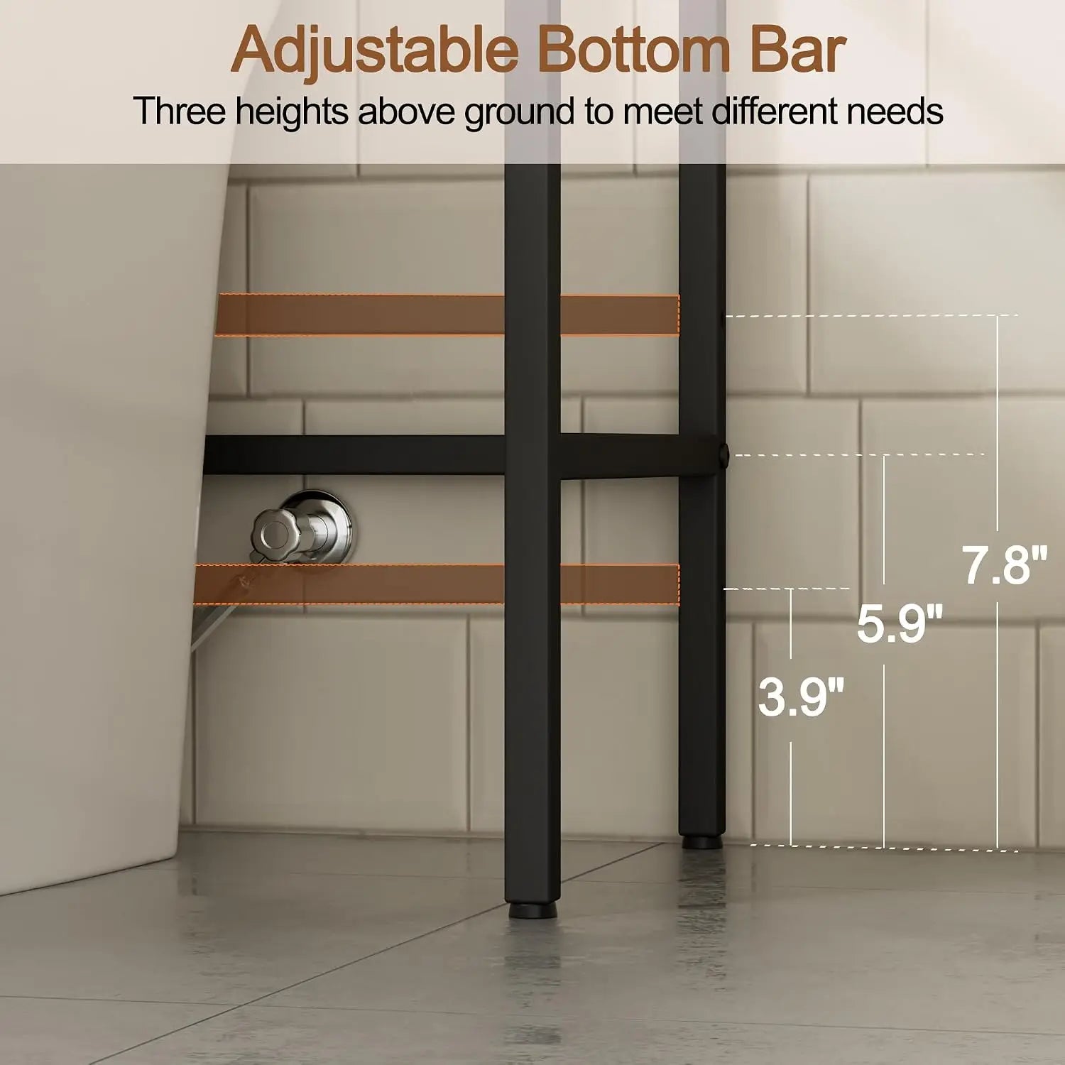 72" Over Toilet Storage Rack, 4-Tier Bathroom Organizer with Hooks & Paper Holder, Space-Saving Black Metal Shelf