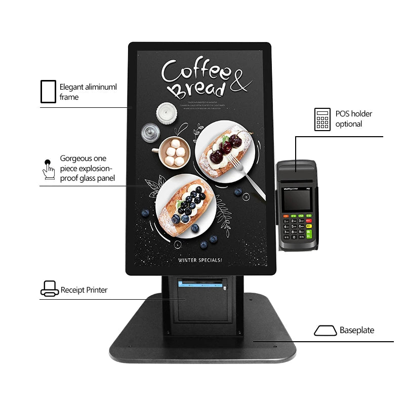 Hot Selling QR Code Scanner 21.5 Inch All in One Self Order Kiosk Android Desktop Customized Payment Kiosk