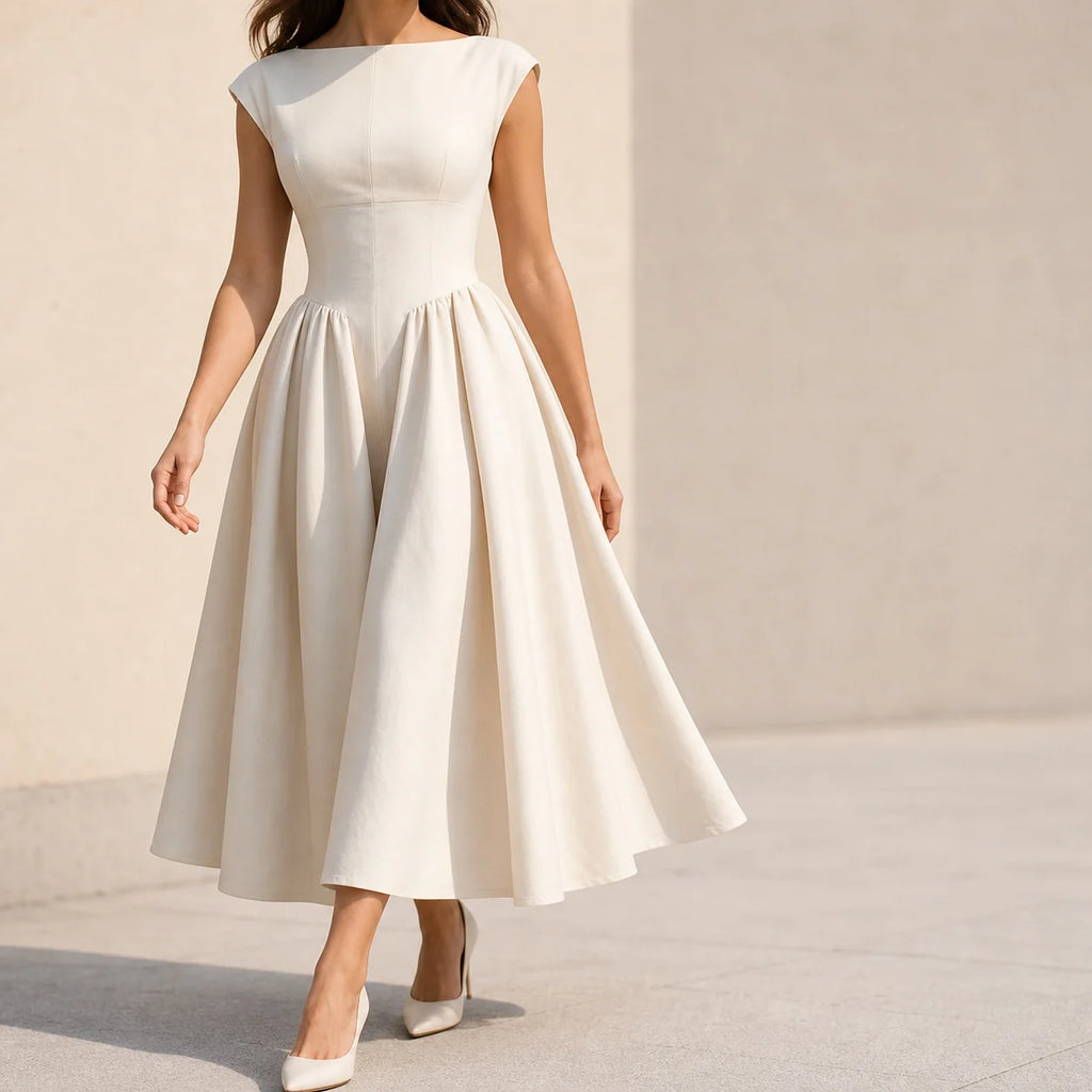 Elegant Women's Summer Evening Sleeveless High Waist Backless Long Solid Color Wrinkle Resistant Pullover Dress For Women