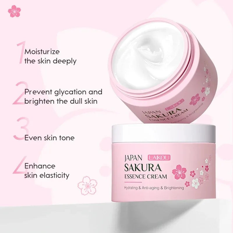 LAIKOU SAKURA Essence Face Cream Hyaluronic Acid Smoothing Moisturizer Whitening Nourishing Oil Control Brighten Skin Care Cream
