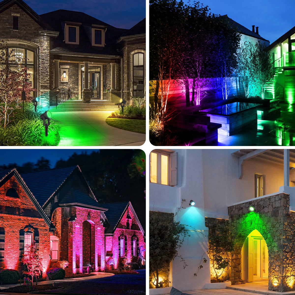 3000K/6000K/RGB Outdoor Solar LED Light IP65 Garden Landscape Pathway Wall Lamp for Tree Decor Yard Street Solar Spotlight