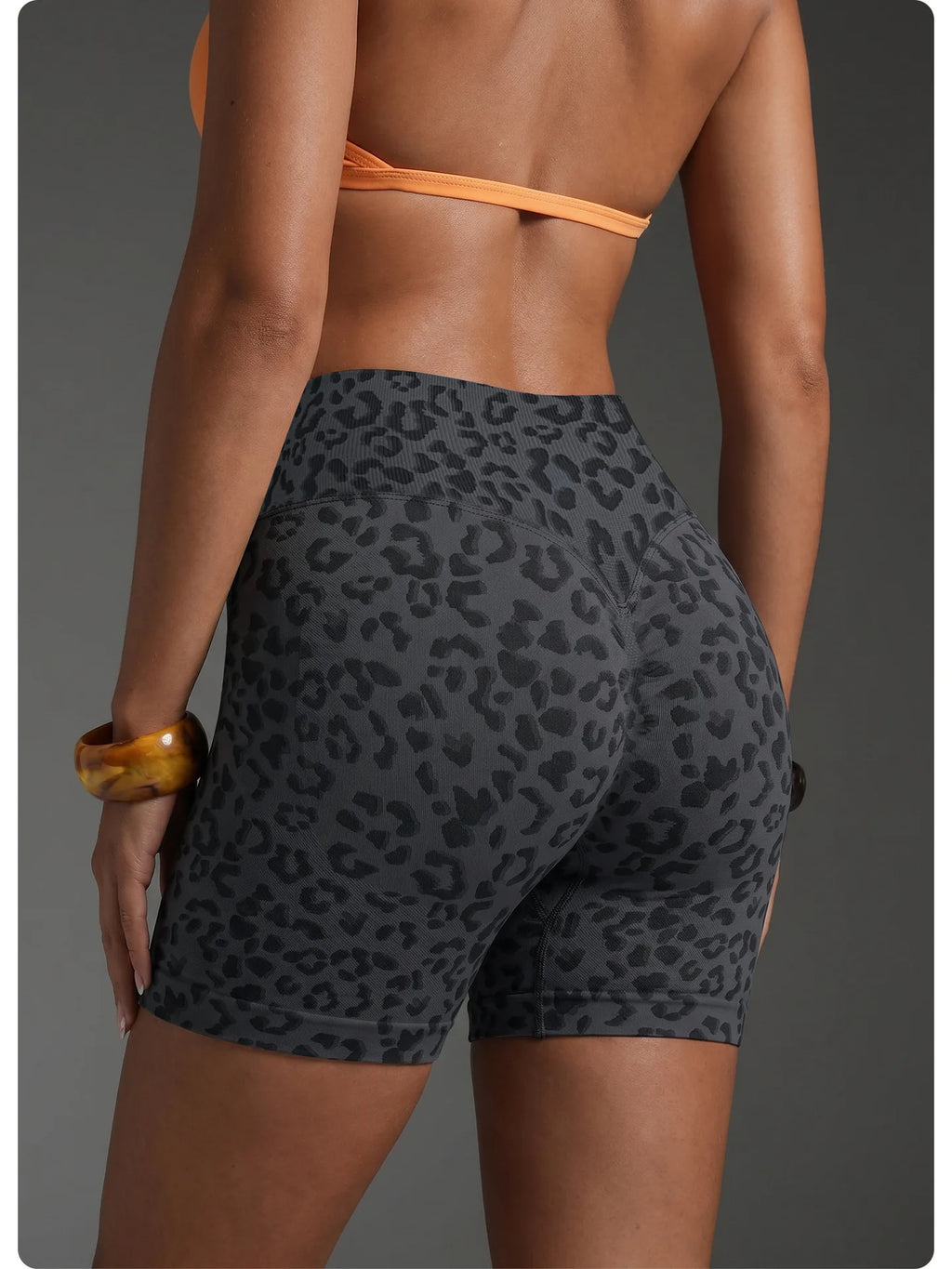 Seamless Leopard Print Yoga Shorts Women High Waist Biker Shorts Tummy Control Gym Workout Fitness Athletic Shorts Activewear