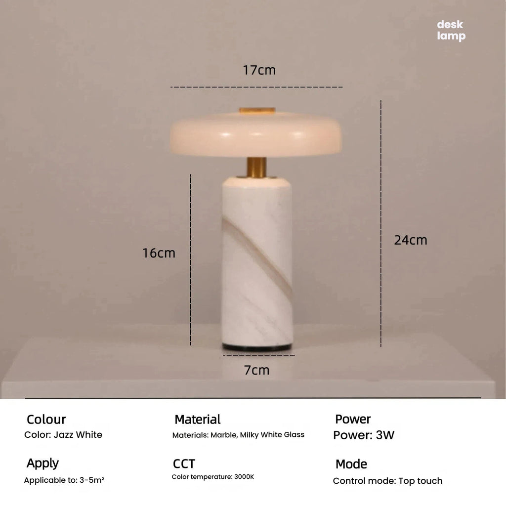 Table Lamps Luxury Glass 110V/220V Marble USB Lighting Rechargable Space Mood Light Table Light Bedroom Living Room Decoration
