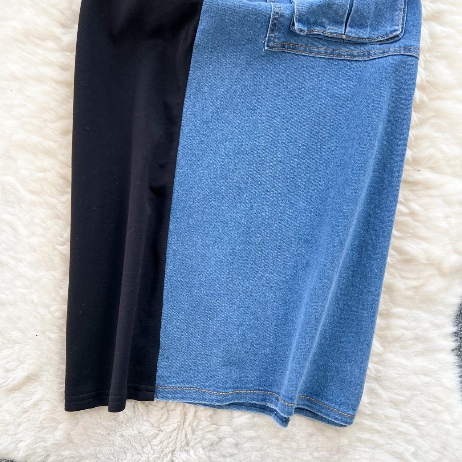 Women Design Contrast Color Splicing Denim Slim Mid-length Short-sleeved Temperament Youth Woman Summer Dress
