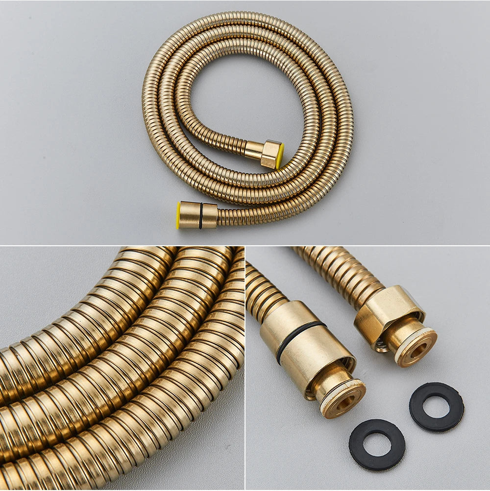 Brushed Gold Shower Faucet Embedded In 2 Ways Shower Mixers Wall Mounted Rainfall Bathroom Shower Tap Stainless Steel Head