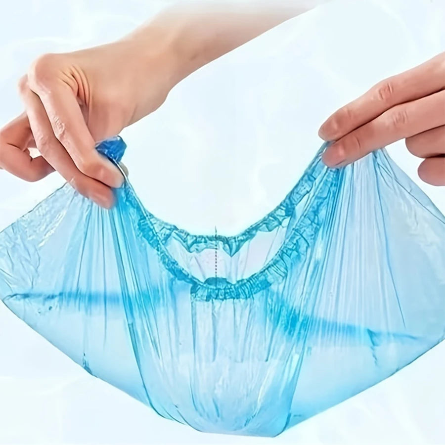 100/200/300/400Pcs Disposable Blue PE Shoe Covers Waterproof Dustproof Boot Covers for Home Hospital Office Use One Size FitsAll