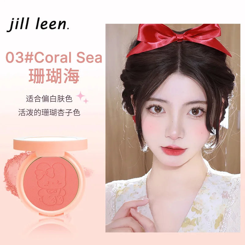 JILL LEEN Monochrome Colorful Soft Mist Blush Disc Highlight Grooming Peach Gills Purple Matte Brightening Expansion Color