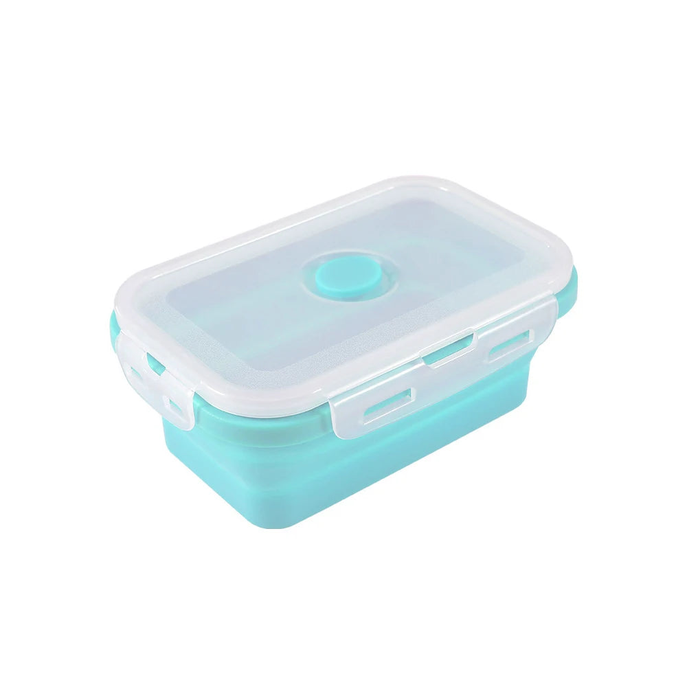 1 PCS Silicone Folding Lunch Box Food Grade Square Portable Microwave Oven Lunch Box Outdoor Travel Picnic Preservation Box