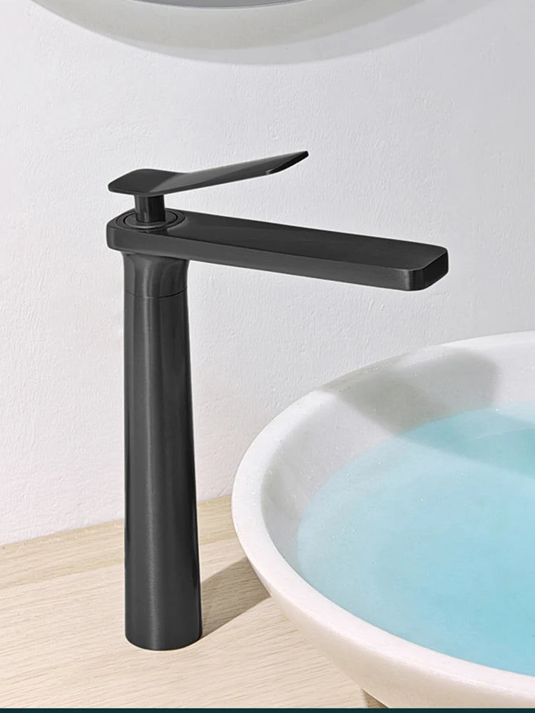 BAKALA Luxury Black Gray Wash Basin Taps Modern White Faucet Bathroom Luxury Basin Faucets Antique Hot Cold Water Sink Tap Mixer