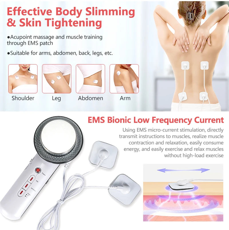 Face Reduction 3 In 1 EMS Infrared Ultrasonic Body Massager Anti Cellulite Fat Burner Weight Loss Infrared Slimming Machine