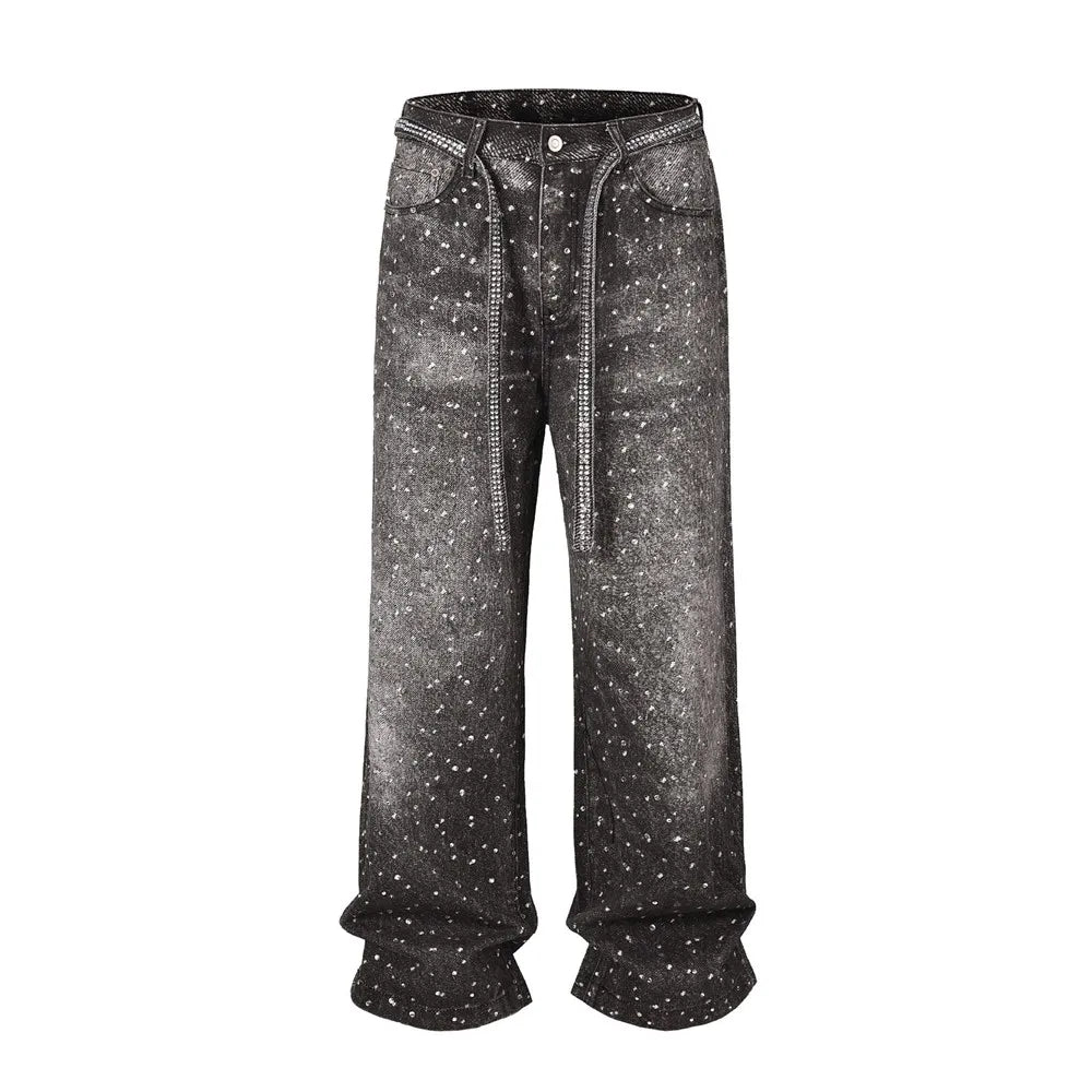Sexy High Waist Straight Leg Women's Jeans Diamond Washed Cotton Blend Long Pants Trendy Fashionable Ladies Premium Denim
