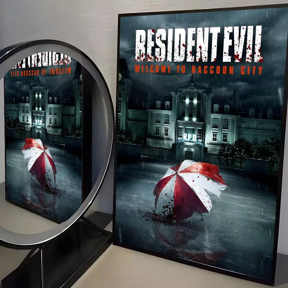 R-Resident Evil Game Poster Home Living Bed Room Bar Hallway Sticky Wall Art Printing Aesthetic Decor