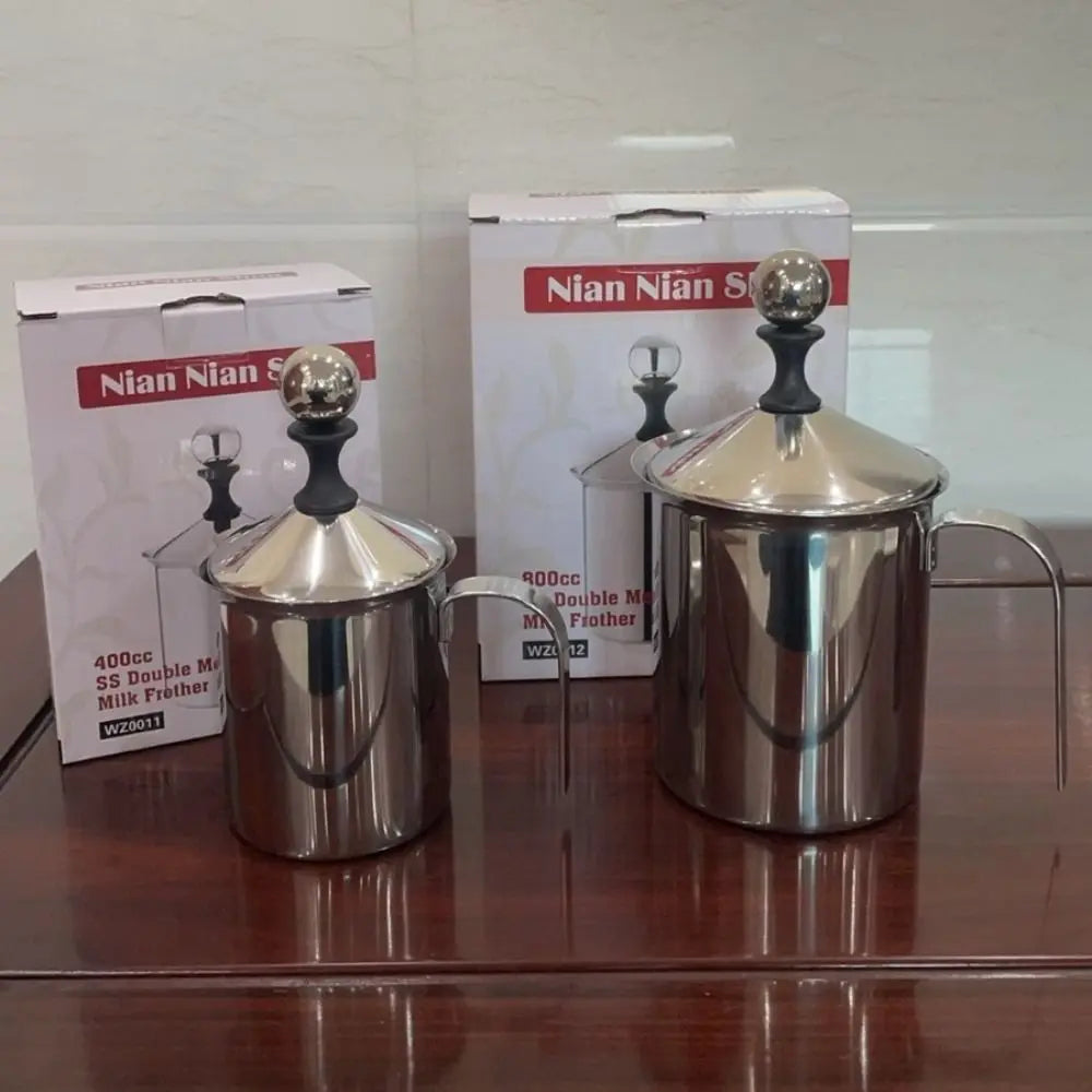 Double Mesh Stainless Steel Milk Frother Professional Modern Simplicity Manual Milk Frother Handheld Design