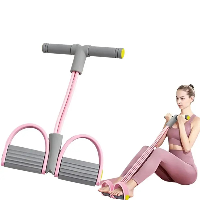 Yoga Pedal Resistance Bands 4-Tube Elastic Pull Rope Puller Fitness Gear for Physical Therapy Injury Recovery Training