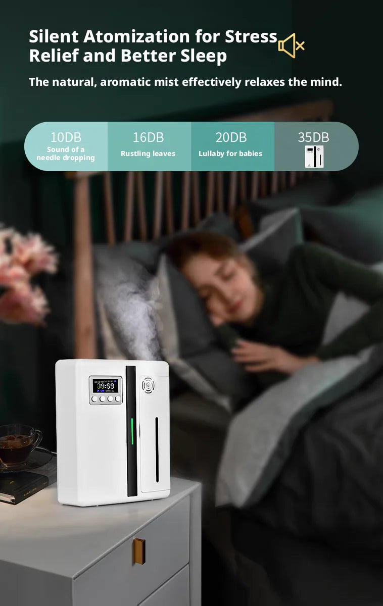 Smart Aroma Diffuser 300m³ Built-in Pressurized Fan Nano Mist Atomization Waterless Essential Oil Scent Machine for Home Hotel