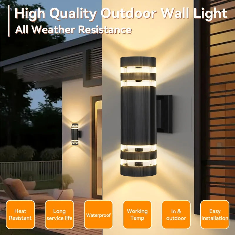 Outdoor LED Wall Lights E27 Up Down Exterior Wall Sconce IP65 Waterproof Led Sconce Lamp for Porch Front Door Garden Wall Lamp