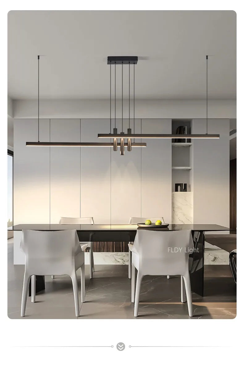 Modern light creative bar counter strip designer lamps LED Pendant Light  for Dining Table Kitchen Chandelier Memory Function