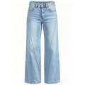 Light Blue Woman' Straight-leg Pants Casual Denim Pants Retro Spice Girls Trousers High Waist Spring Autumn Solid Color Jeans