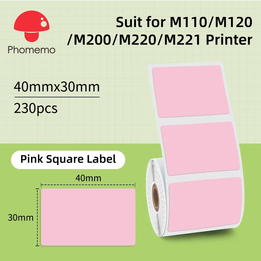 Label Sticker for Phomemo M110 M220 M221 M120 Mini Portable Printer 20-50mm Thermal Label Printer Stickers Pocket Labeling Maker