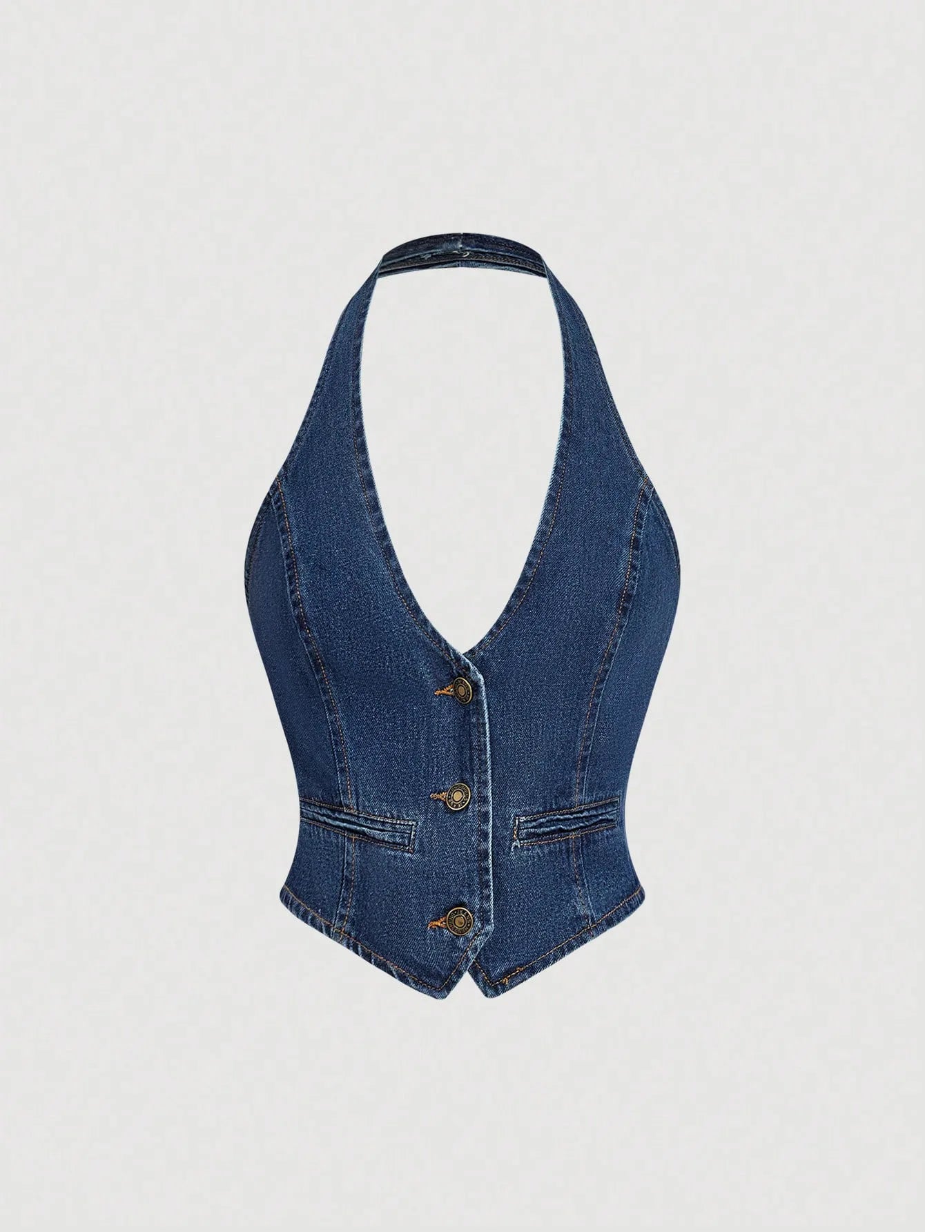 Retro Denim Pants Sets for Women Fashion Sleeveless Single Breasted Halter Tops High Waist Loose Jeans Simple Trend Casual Suits