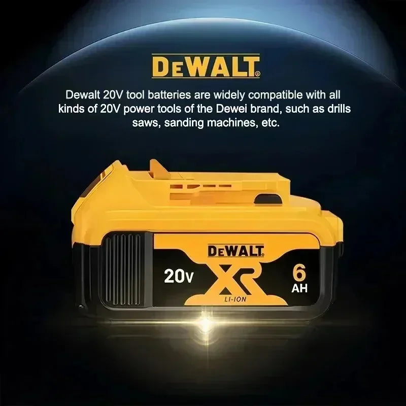 100% Original DeWalt Batteries 20V 6000mAh Li Ion Battery For DCB206 DCB205 DCB204 DCB200 DeWalt Power Tools Air Transport