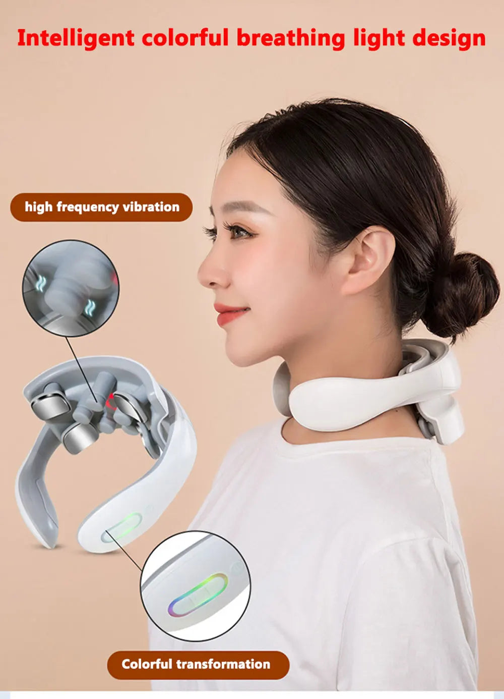 Smart Neck Massage Instrument Portable Shoulder Neck Massage Cervical Vertebra Health Care Vibrator Red Light Massage
