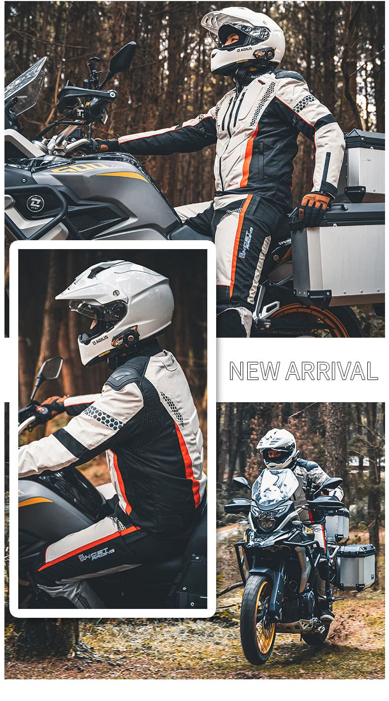 Four Seasons Motorcycle Jacket Moto+Protector Motorcycle Pants Cold-proof Waterproof Moto Suit Touring Clothing Protective Gear