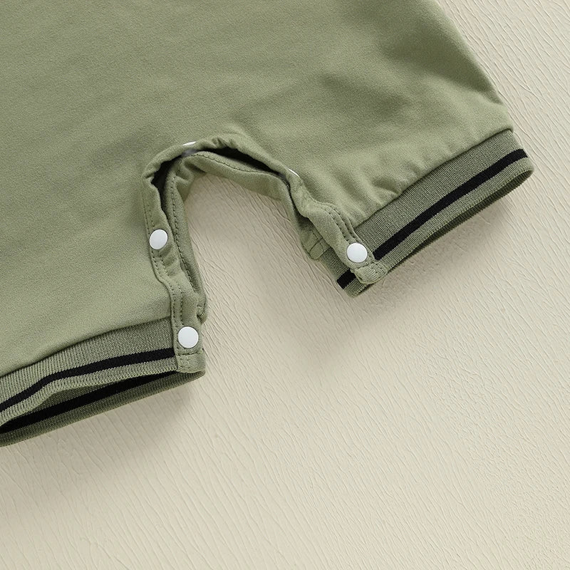 Summer Newborn Infant Baby Boys Romper Short Sleeve Dinosaur Half Button-up Collared Newborn Rompers Fashion Baby Clothing
