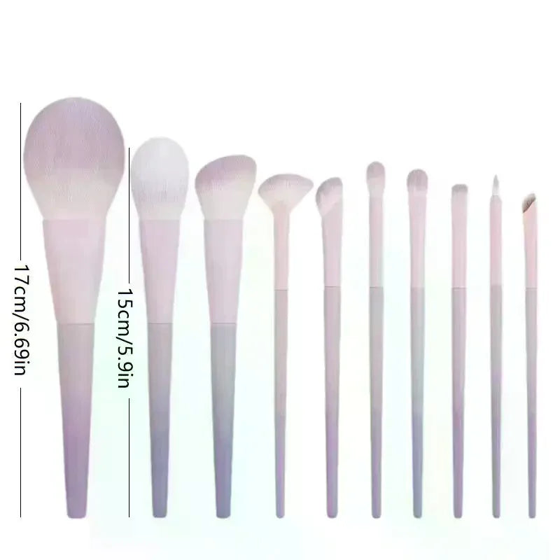 10 Pcs Purple Makeup Brush Set, Loose Powder Brush, Eye Shadow Brush, Full Set Of Beauty Tools Concealer Brush