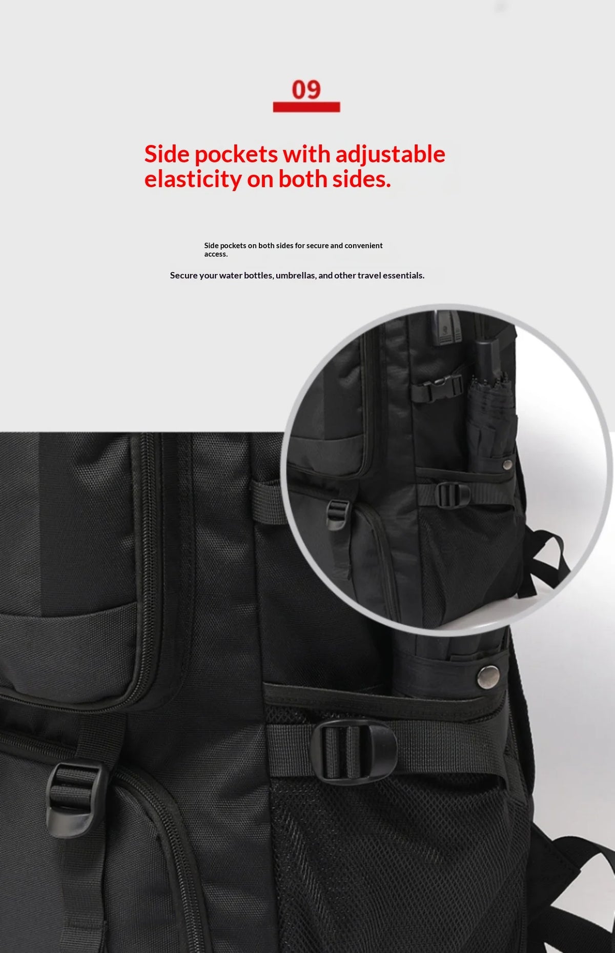 50L 80L Men's Large Travel Backpack, Separate Shoe Compartment Waterproof Business Backpack Outdoor Sports Black Storage Bag