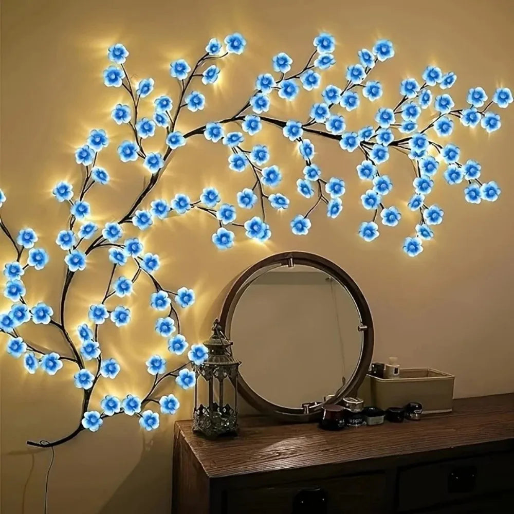 72/96/144 LED Cherry Blossom Branch Lights USB Pink Flower Fairy Lights Indoor Bedroom Wedding Garden Aesthetic Decor String