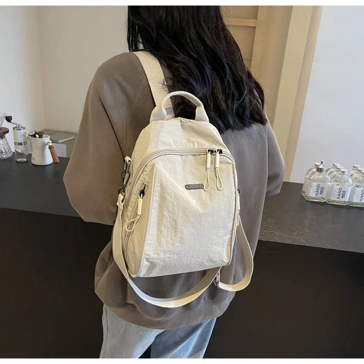 Multi Functional Nylon Mini Backpack, Casual Convertible Crossbody Sling Travel Bag for Women Multi-Pocket Daily Outdoor Daypack