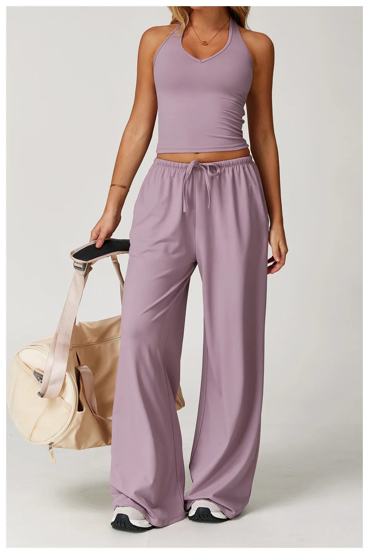 Women's High Waist Drawstring Yoga Pants Hanging Wide Leg Loose Casual Pants Women's Sports Pants Fitness Running Elastic Pants
