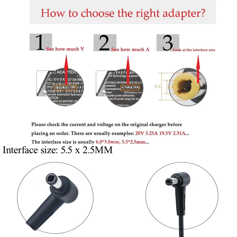120W 19V 6.32A 5.5*2.5MM Laptop Adapter Power Supply For TOSHIBA ACER ASUS N550 K53 N750 N500 N56V N53S G50 N55 ADP-120RH