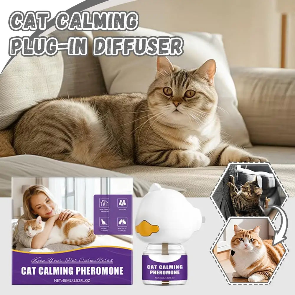 Pheromone Diffuser for Cats Pet Emotional Soothing Device Electric Plug-In Relieve Anxiety Reduce Scratching Calming Spray