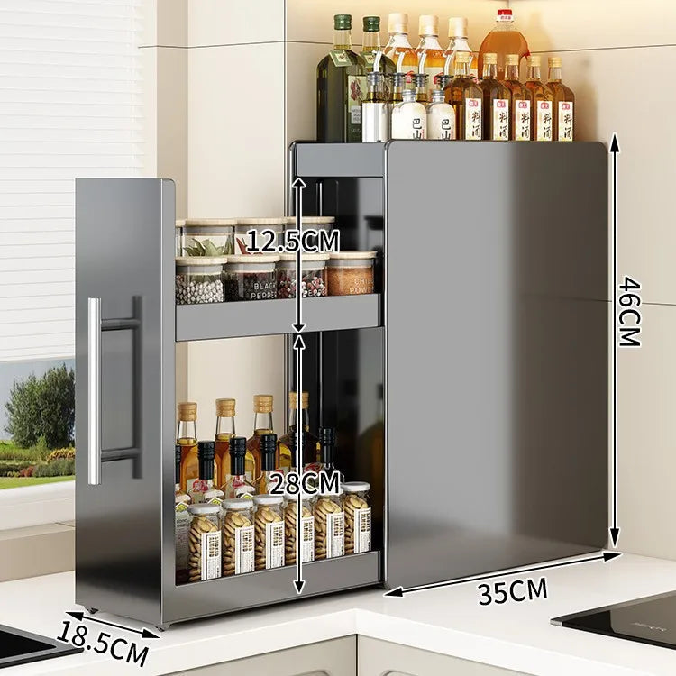Kitchen Spice Rack Organizer Countertop Storage Shelf for Spices Seasonings No Assembly Required Available with Or Without Hooks
