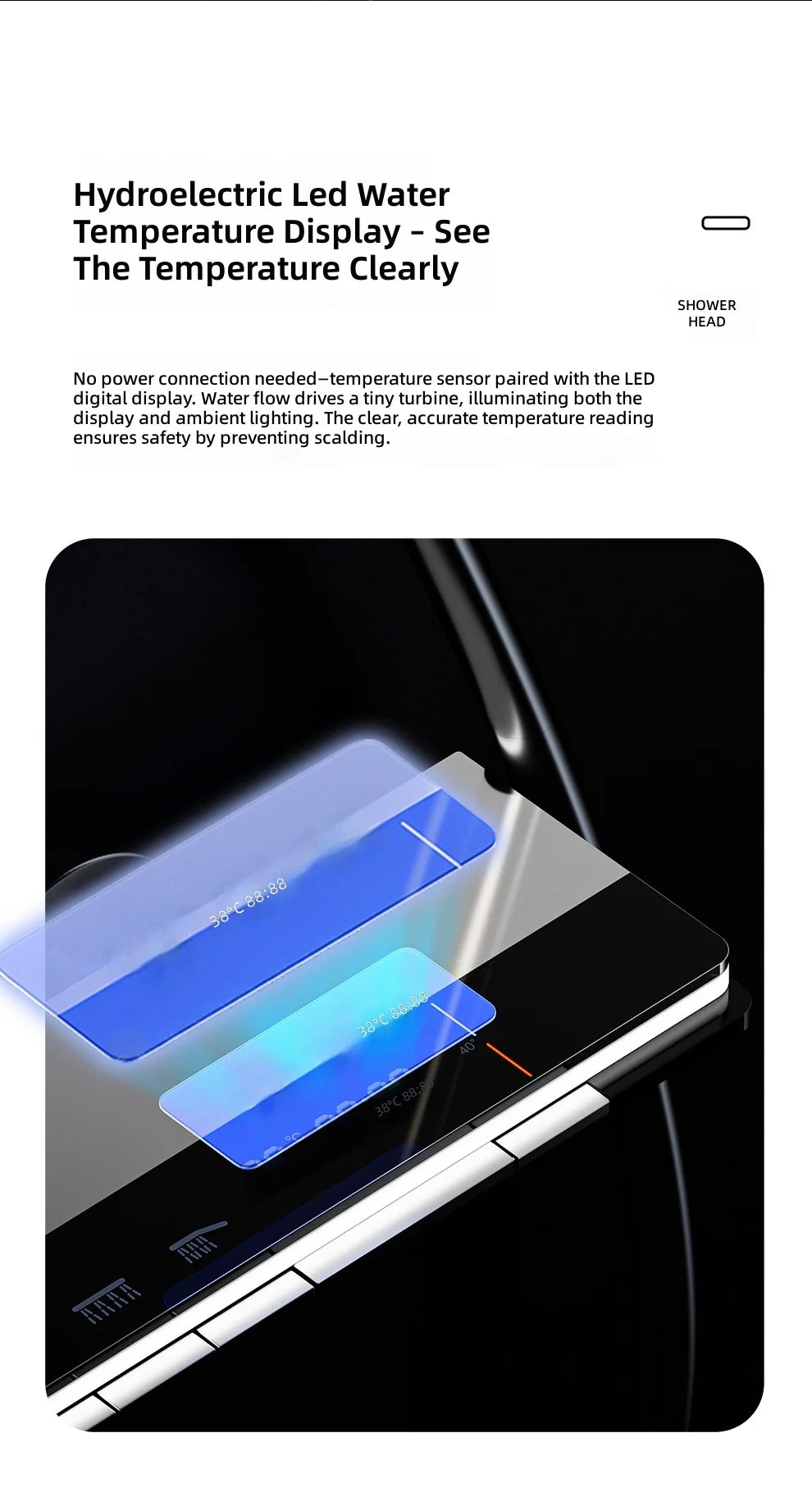 Shower Set, Thermostatic LED Display, Piano Key Pressurized Nozzle, Bathroom Home Decor, Water Saving Faucet System