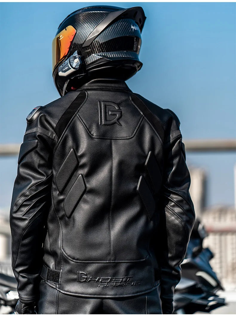 GHOST RACING Winter Motorcycle Jacket Leather Chaqueta Moto Men Waterproof Moto Suit Motorbike Riding Jacket Motocross Jacket