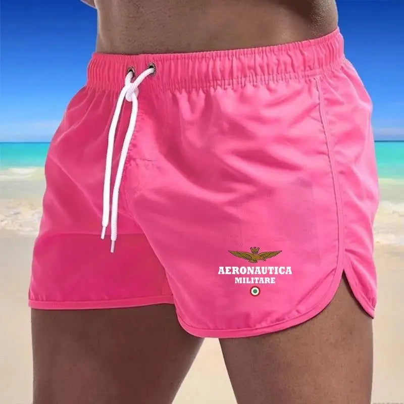 2024 Men's Fashion Printed Swimming Shorts Quick-Drying Beach Suit Breathable Drawstring Pocket