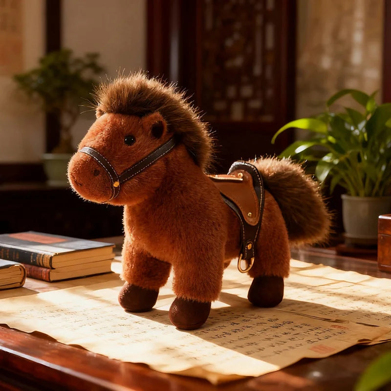 13/22cm High Quality Plush Steed Toy with Saddle Cute Plush Horse Doll Lovely Stuffed Animal Pony Bag Charm