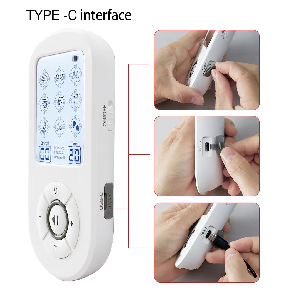 Professional 36 Modes TENS Pulse Rechargeable Machine EMS Muscle Stimulator Back Waist Body Massage Relax Electrostimulator Use